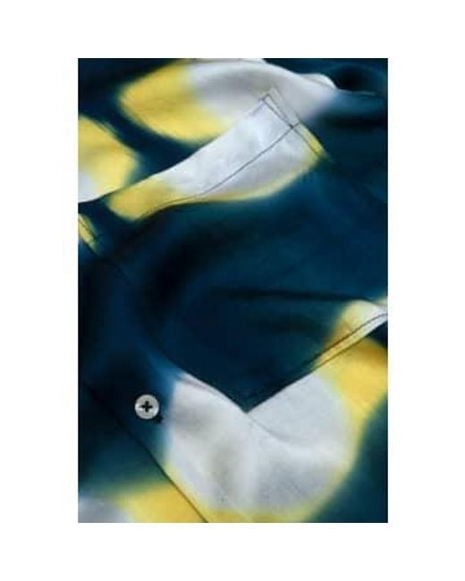 Universal Works Blue Camp Shirt /yellow Dye Tie for men