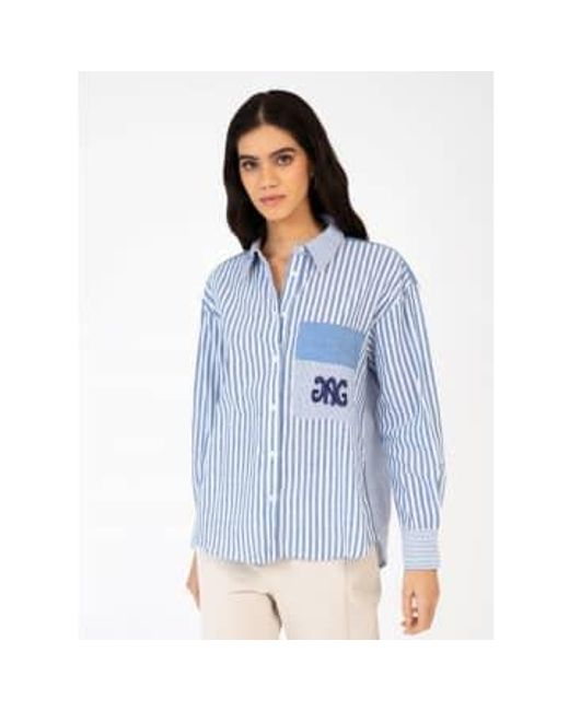 An'ge Blue Sissina & White Stripe Shirt Xl