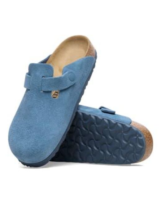 Boston Soft Foot Bed Suede Leather Elemental di Birkenstock in Blue