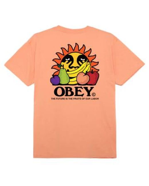 Obey Orange The Future Is The Fruit Of Our Labor T-shirt for men