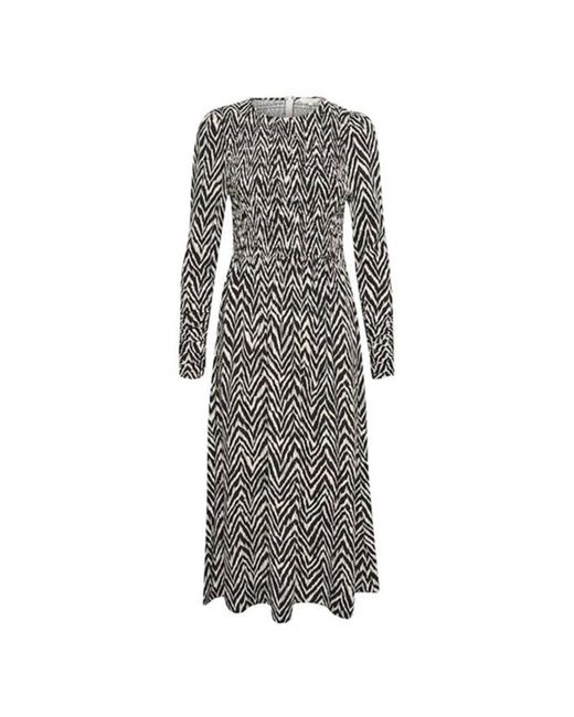 Part Two Tiane Monochrome Midi Dress in Gray | Lyst