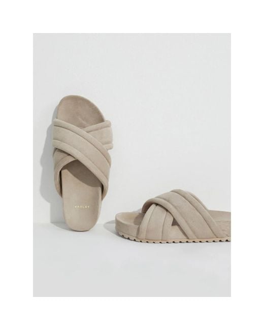 Varley Natural Mink Ronley Quilted Slides