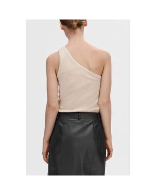 Oatmeal Anna One Shoulder Top di SELECTED in Multicolor