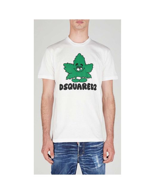 DSquared² T-shirt With Logo Print – M, White in Green for Men | Lyst