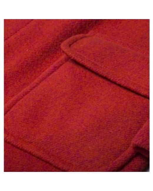 Burrows and Hare Water Repellent Duffle Coat Red Twill M for men