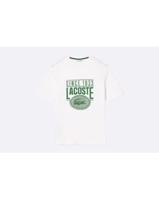 Lacoste Lose fit cotton jersey print t-shirt weiß in Green für Herren