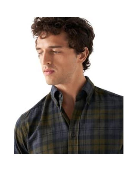 Navy Slim Fit Checked Flannel Shirt 10001157529 di Eton of Sweden in Black da Uomo