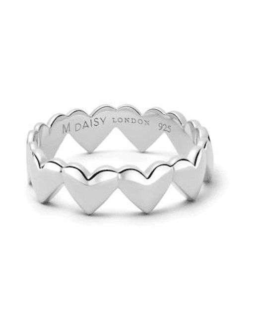 Daisy London Metallic Heart Crown Band Ring Silver / M
