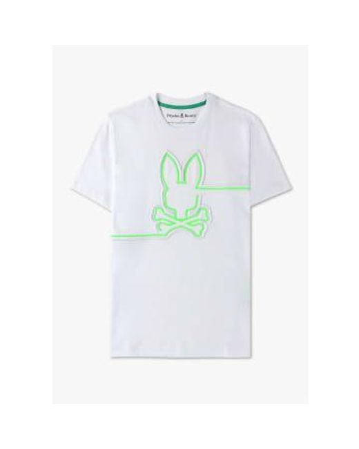 Psycho Bunny White S Chester Embroidered Graphic T-shirt for men