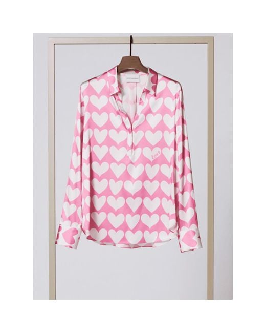 Herzen's Angelegenheit Pink -Weiß -Herz -gedruckte Bluse | Lyst DE