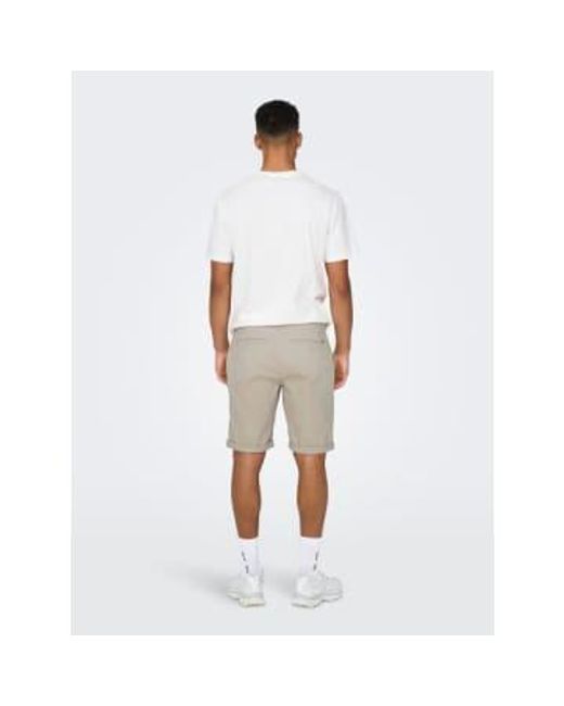 Only & Sons Gray Peter Chino Shorts Silver Lining / Medium for men