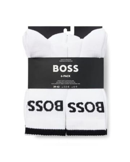 Boss White 6 Pack Qs Sport Socks 39-42 for men