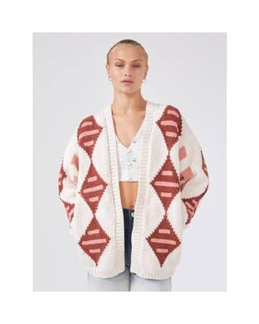 Hayley Menzies Red Nomad Cotton intarsia Long Strickjacke