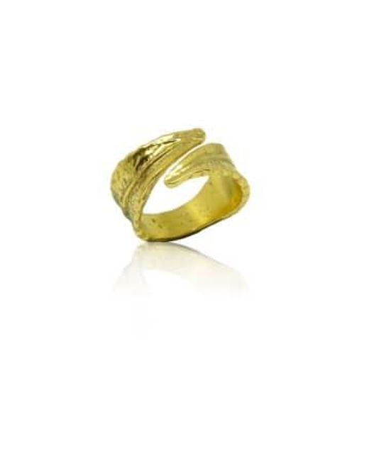 silver jewellery Yellow Gold Plated Leaf Ring 8