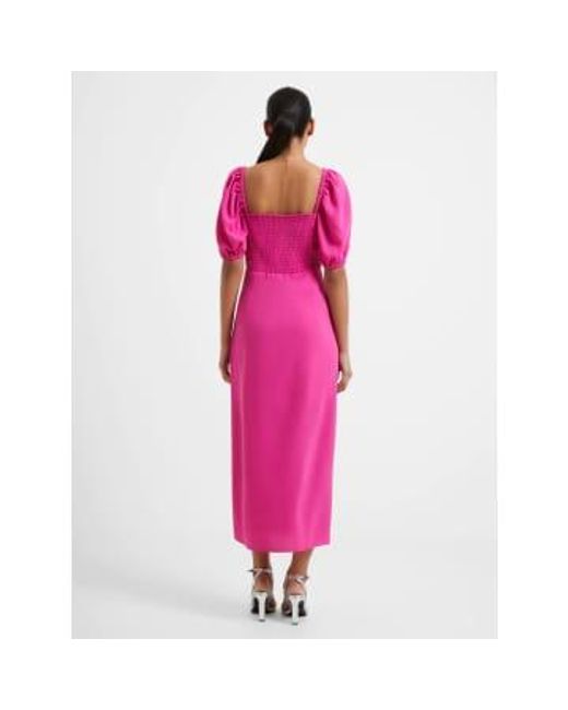 French Connection Pink Wild Rosa Afina Verona Ruched Midi Dress S
