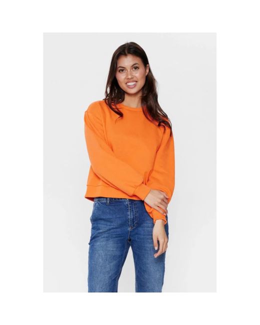 Numph Red Orange Myra Sweatshirt | Lyst