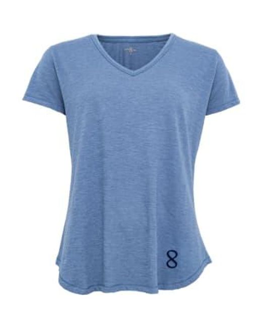 Camiseta con cuello en v y logo Costa Mani de color Blue