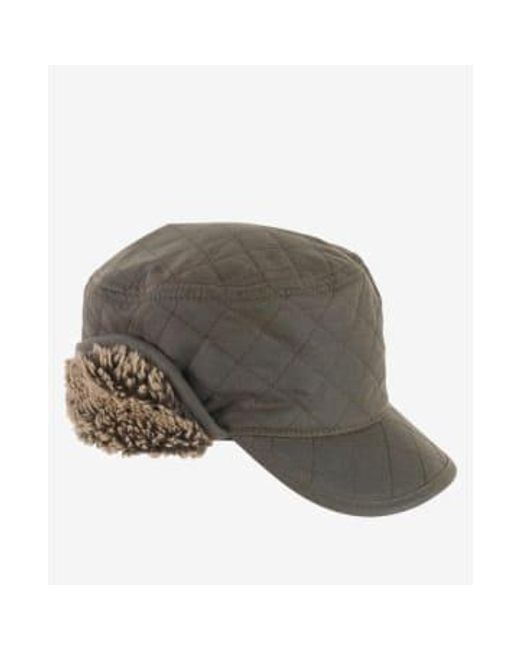 Barbour Gray Olive Stanhope Wax Trapper Hat S for men