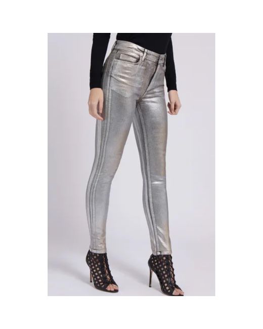 Guess Amaze 1981 High Rise Skinny Jeans in Gray | Lyst