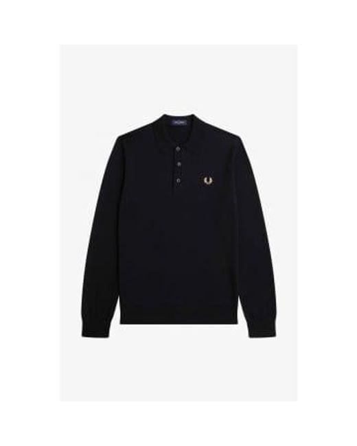 Fred Perry Blue Classic Knitted Shirt for men