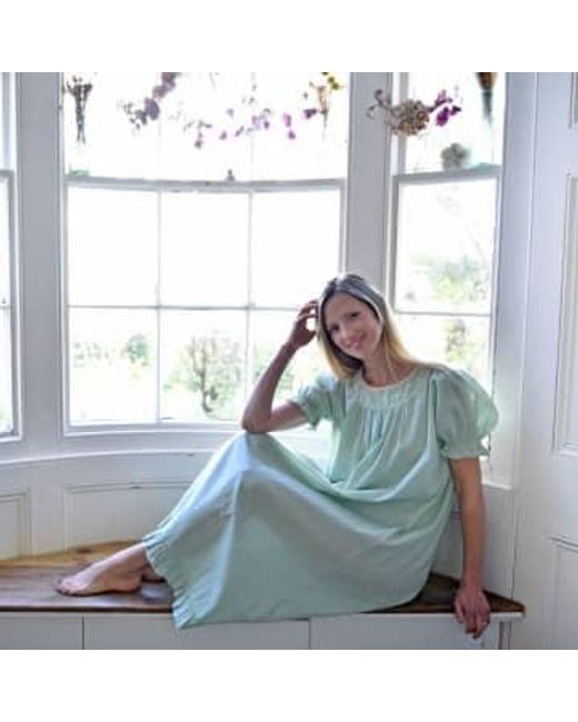Powell Craft Blue Ladies Cotton Puff Sleeve Nightdress 'juliet' One Size