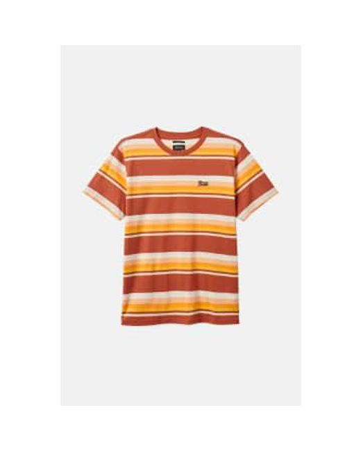 Brixton Kurzärmliges t-shirt mit gestreiftem hilt stith in terrakotta-aprikose und gebrochenem weiß in Orange für Herren