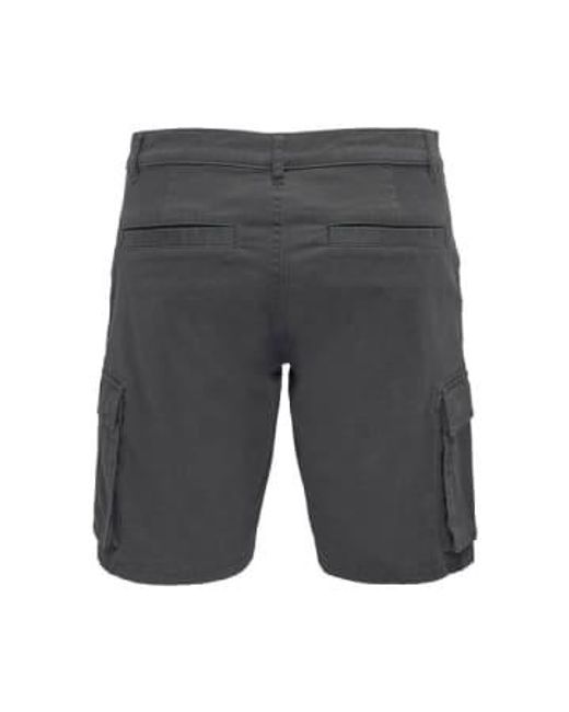 Only & Sons Gray Cargo Shorts / Medium for men