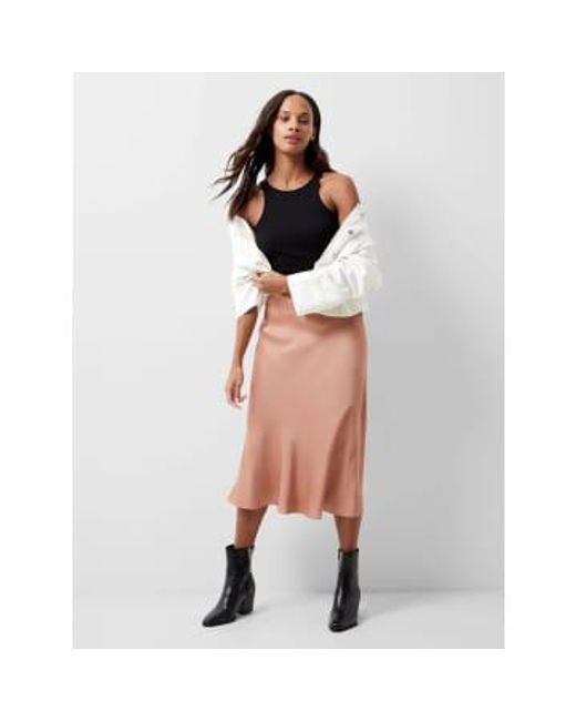 Ennis Satin Slip Skirt Or Mocha Mousse di French Connection in Brown