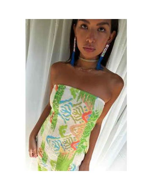 Never Fully Dressed Green Abstract Sol Bandeau Top 12