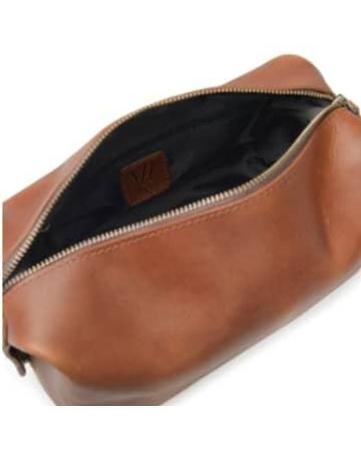 VIDA VIDA Brown Leather Deluxe Wash Bag Leather for men