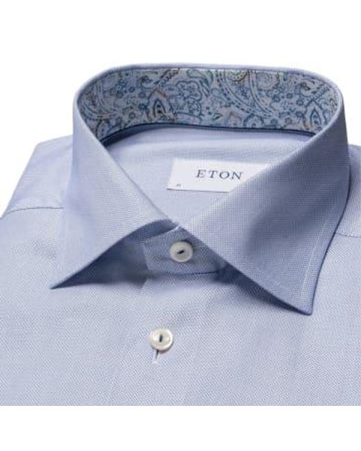 Slim Fit Cotton And tm Lyocell Shirt 10001110726 di Eton of Sweden in Blue da Uomo