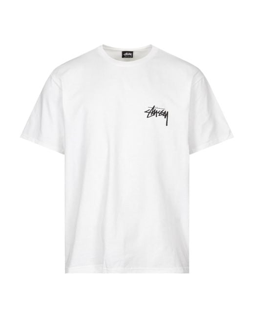 Stussy White Classic Dot Graphic T-shirt for men