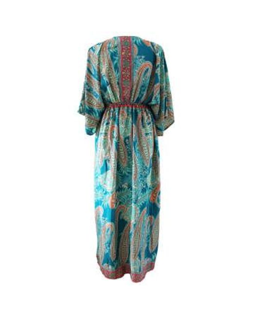 Powell Craft Green 'aspen' Turquoise Paisley Batwing Dress One Size