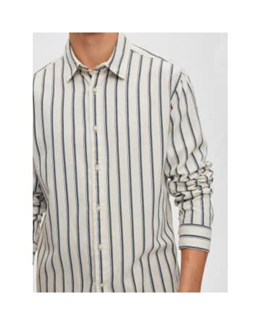 SELECTED Gray Man Navy Striped Shirt Xl for men