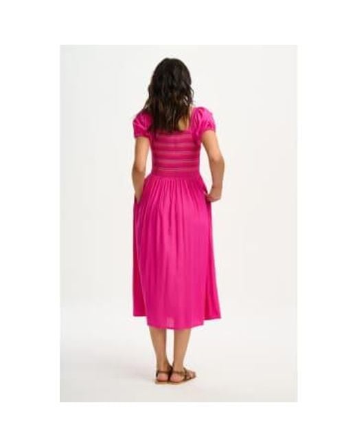 Octavia Shirred Midi Dress Or Dark di Sugarhill in Pink