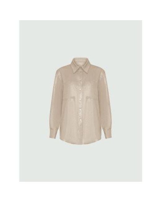 Marella Natural Gente Sparkle Lurex Linen Shirt Size: 12, Col: 12