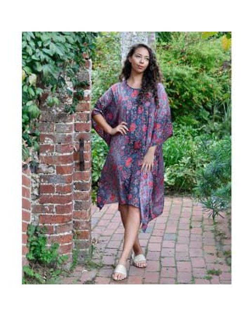 Powell Craft Red 'paloma' & Grey Exotic Floral Kaftan