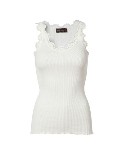 Rosemunde Classic Silk Top With Lace in White | Lyst
