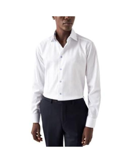 Contemporary Fit Signature Twill Shirt Floral Contrast Details 10001098200 di Eton of Sweden in White da Uomo