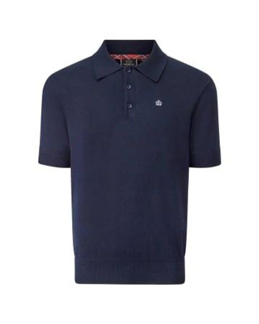 Merc London Blue Archie Knitted Polo Navy M for men