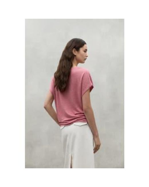 Ecoalf Pink Arenda V Neck Linen T Shirt Dusty Xs