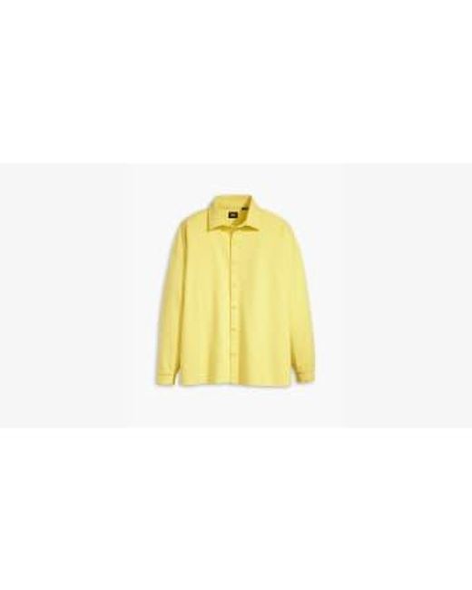 Levi's Yellow Custard Skateboarding Button Up Fleece Sweatshirt L for men