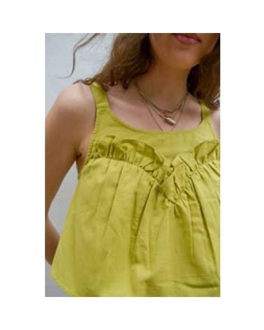 Native Youth Yellow Sweetheart Frill Cami Top Xs
