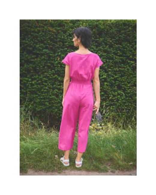 Lowie Pink Cerise Khadi Cotton Jumpsuit S