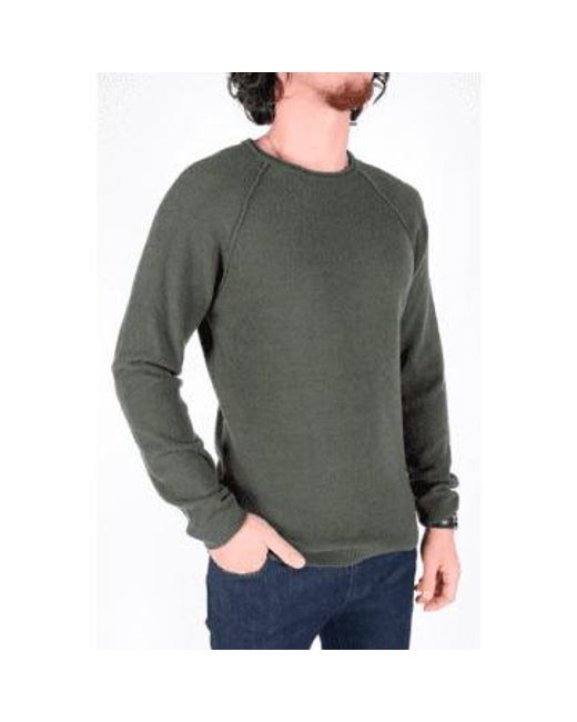 Green Boiled Wool Round Neck Knitted Sweater di Daniele Fiesoli da Uomo