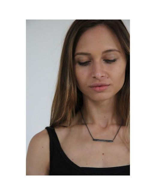 WINDOW DRESSING THE SOUL Short Silver Breathe Deep Necklace in Metallic