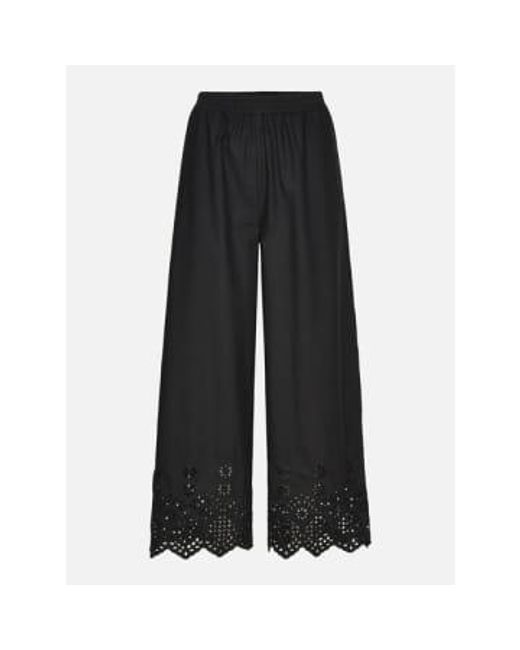 Broderie Anglaise Cotton Trousers di Rosemunde in Black