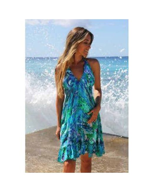 Sophia Alexia Blue Turquoise Glow Mini Ibiza Dress One Size