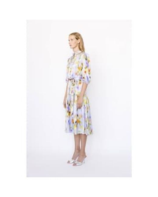 CHRISTY LYNN White Rainflower Watercolour Dress Size: L, Col: Blue Mult M