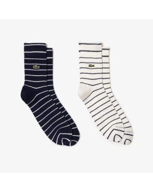Lacoste Blue Pack Of Two Pairs Short Striped Cotton Socks 35-38